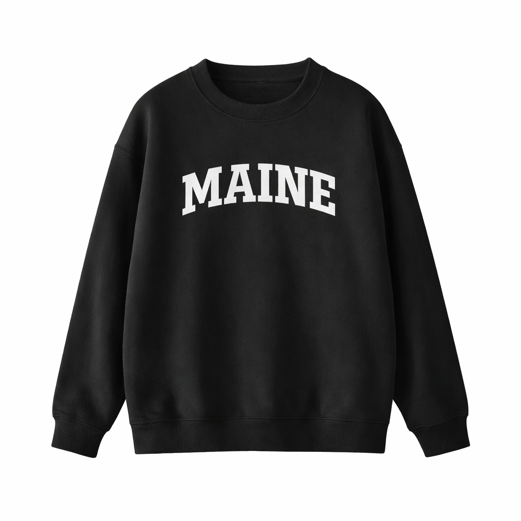 Maine Crewneck Sweatshirt in Black / White