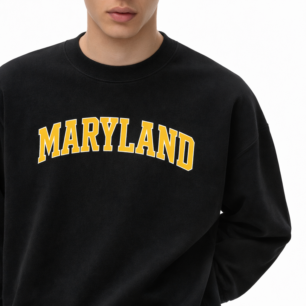 Maryland Crewneck Sweatshirt in Black / Gold — lifestyle 1