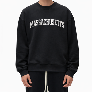 Massachusetts Crewneck Sweatshirt in Black / White — lifestyle 1