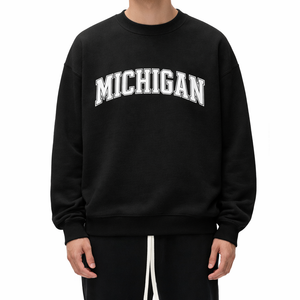 Michigan Crewneck Sweatshirt in Black / White — lifestyle 1