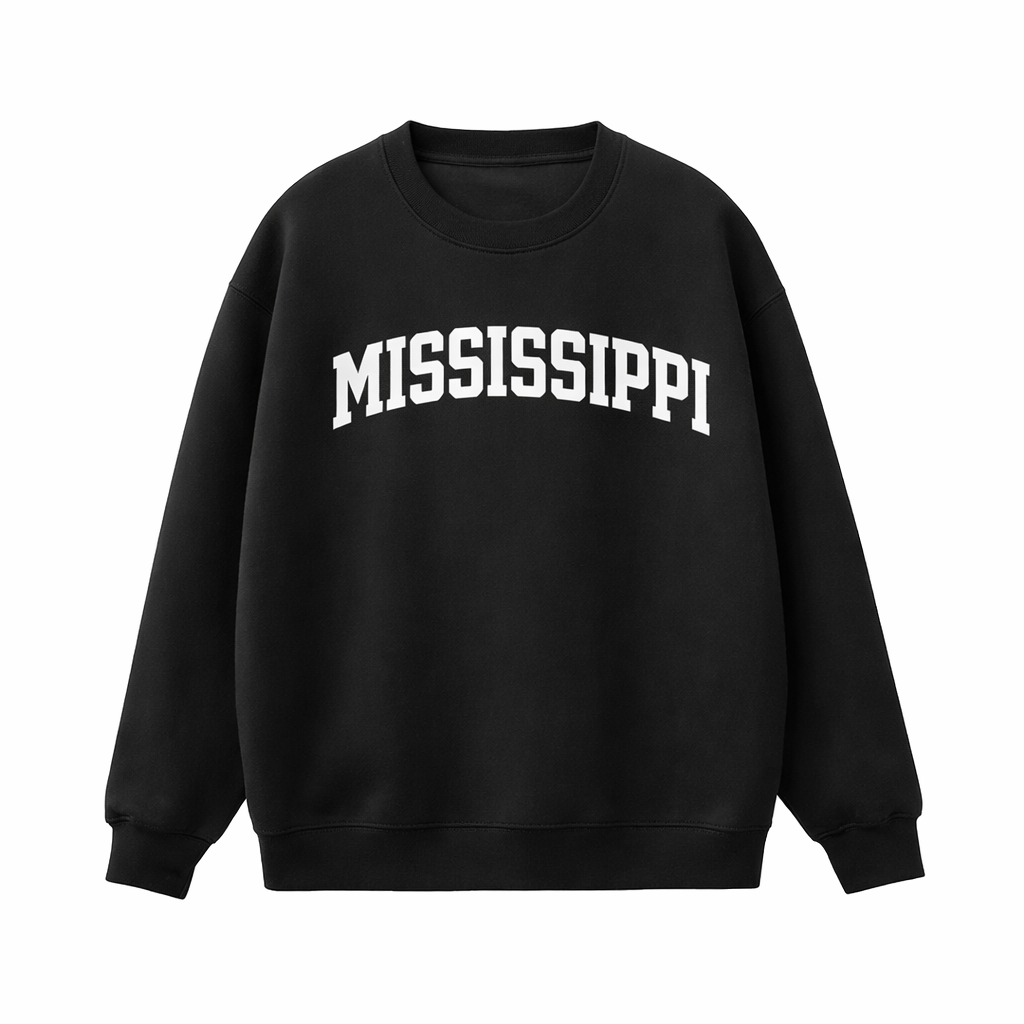 Mississippi Crewneck Sweatshirt in Black / White