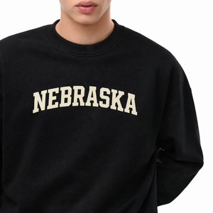 Nebraska Crewneck Sweatshirt in Black / White — lifestyle 1