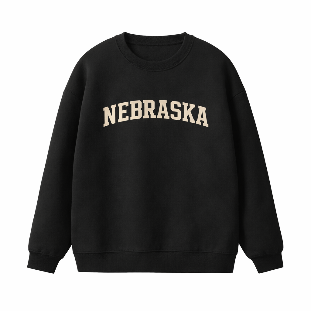 Nebraska Crewneck Sweatshirt in Black / White