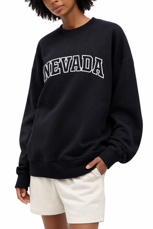 Nevada Crewneck Sweatshirt in Black / White — lifestyle 2