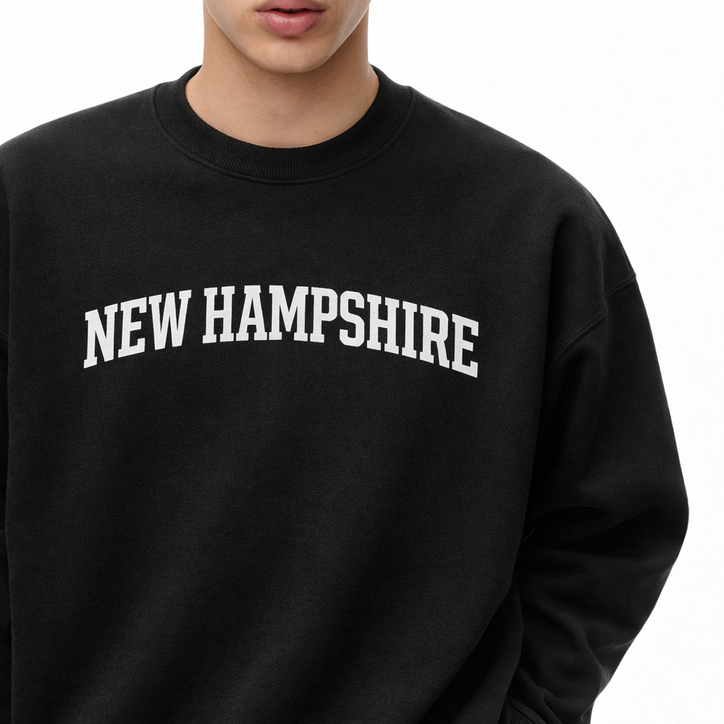 New Hampshire Crewneck Sweatshirt in Black / White — lifestyle 1