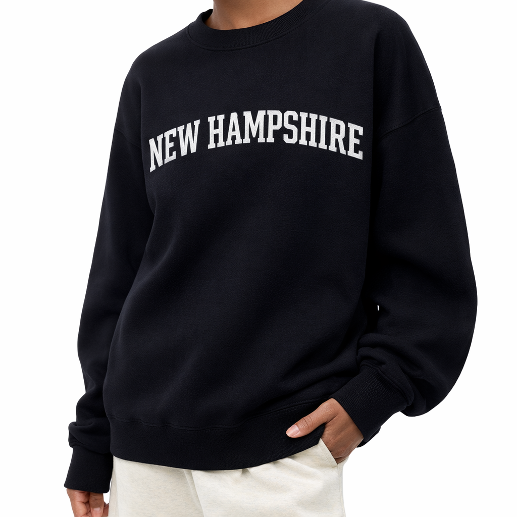 New Hampshire Crewneck Sweatshirt in Black / White — lifestyle 2