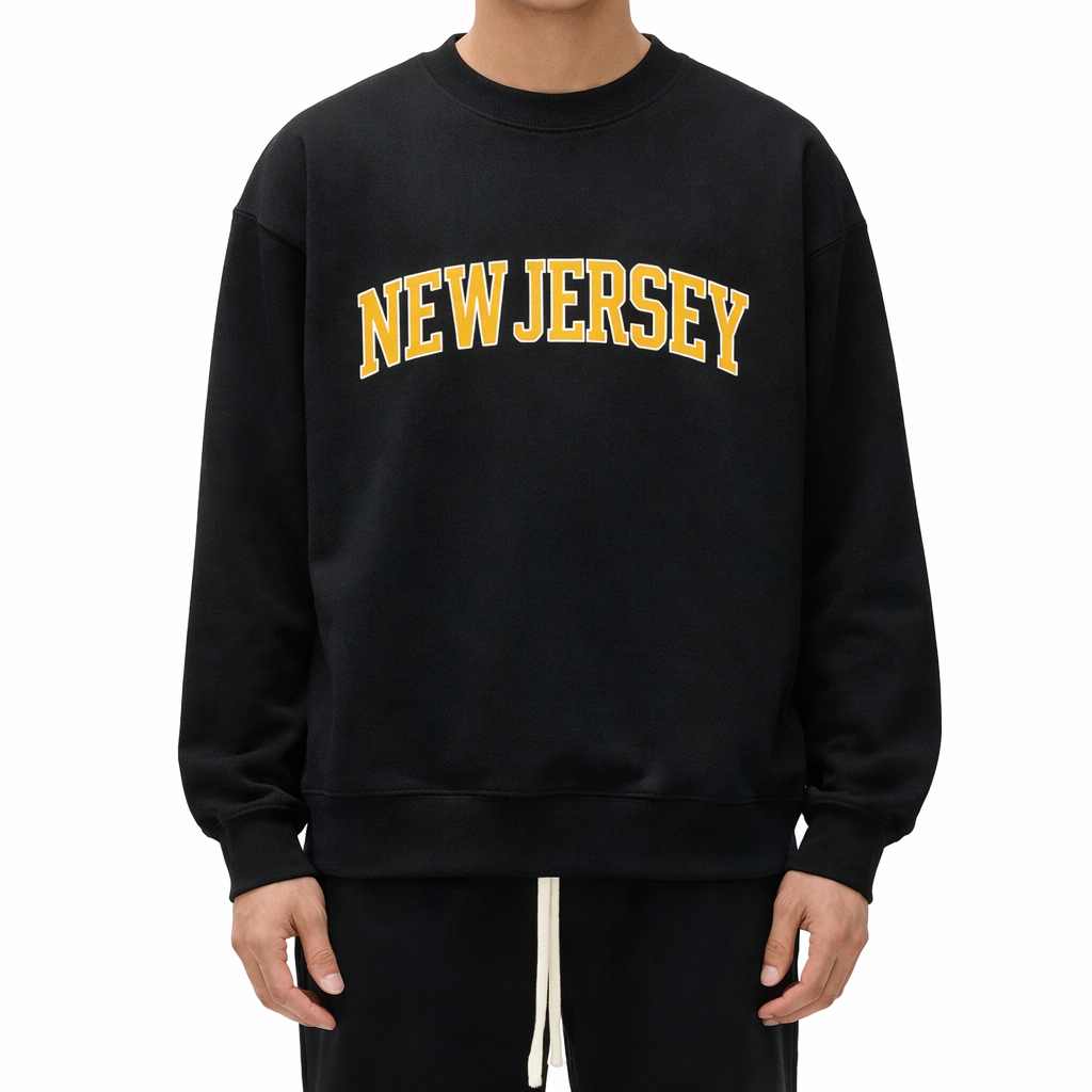 New Jersey Crewneck Sweatshirt in Black / Yellow — lifestyle 1