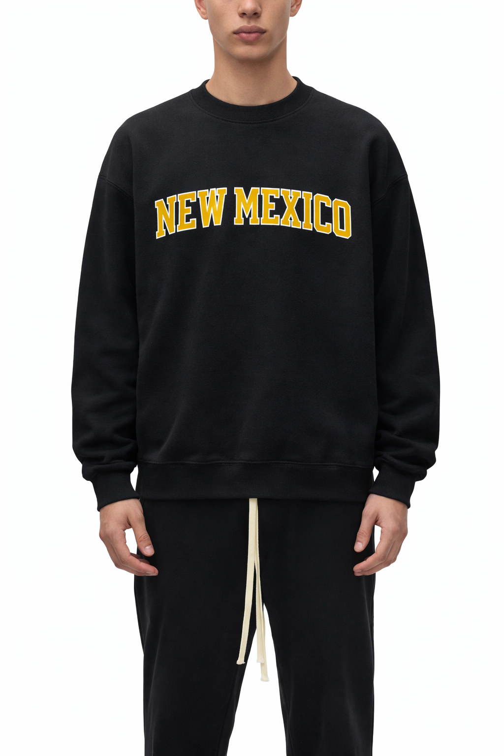 New Mexico Crewneck Sweatshirt in Black / Yellow — lifestyle 1