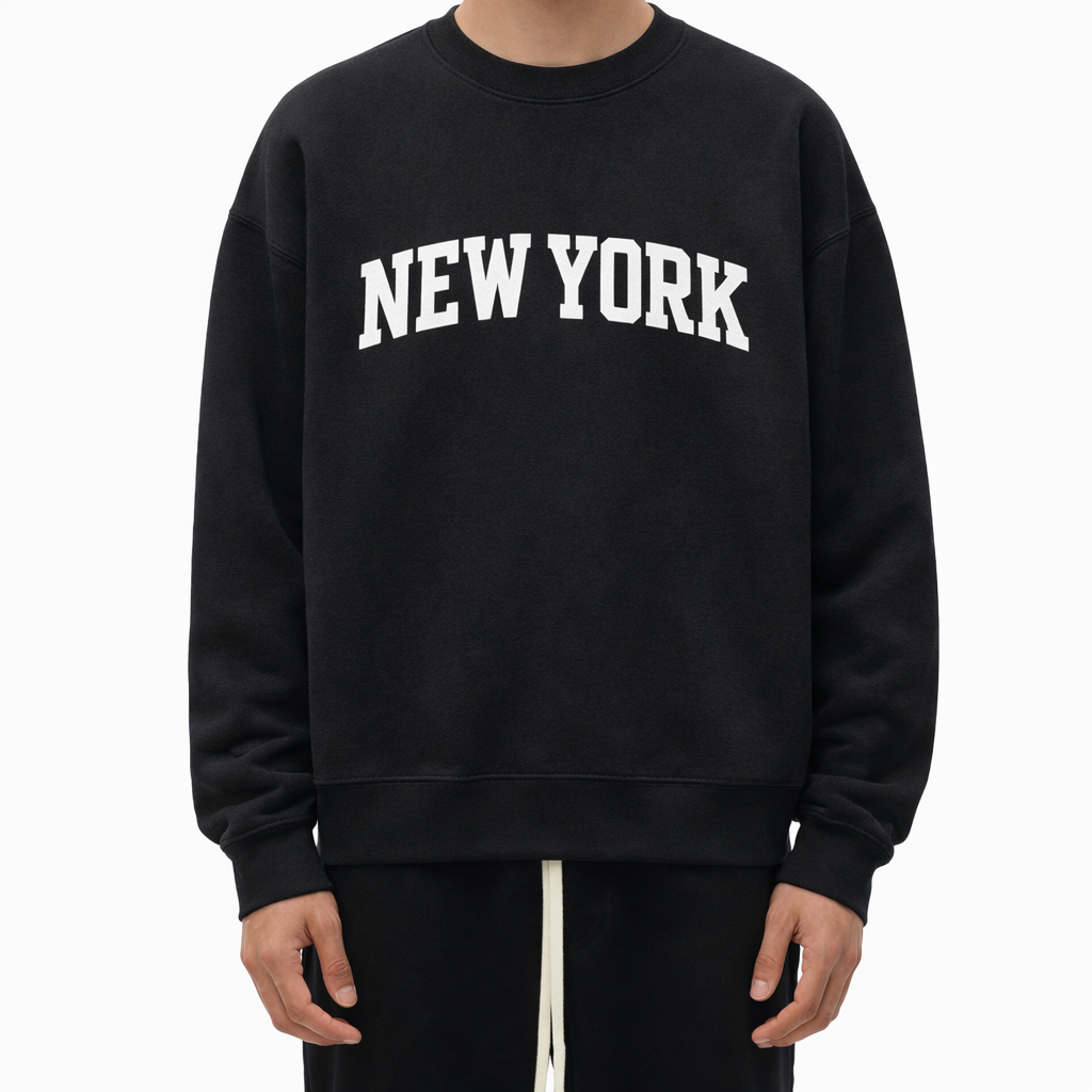 New York Crewneck Sweatshirt in Black / White — lifestyle 1