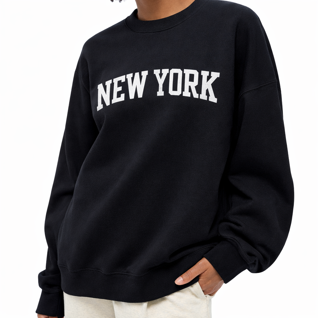New York Crewneck Sweatshirt in Black / White — lifestyle 2