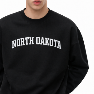 North Dakota Crewneck Sweatshirt in Black / White — lifestyle 1