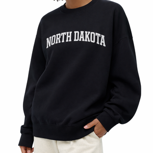 North Dakota Crewneck Sweatshirt in Black / White — lifestyle 2