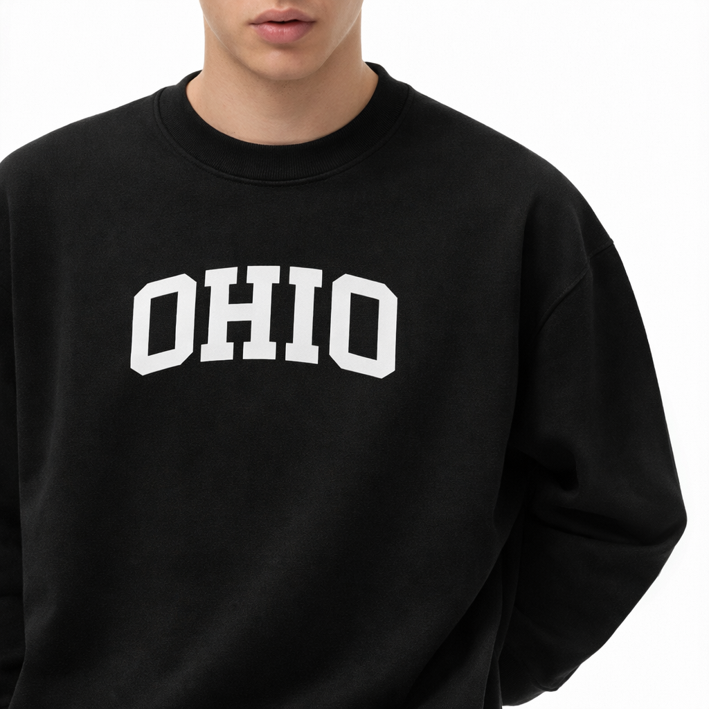 Ohio Crewneck Sweatshirt in Black / White — lifestyle 1