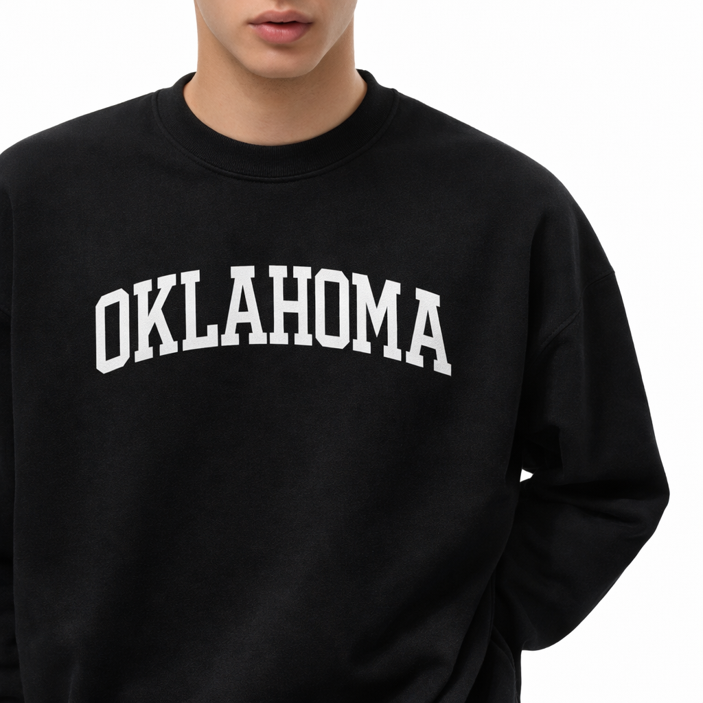 Oklahoma Crewneck Sweatshirt in Black / White — lifestyle 1