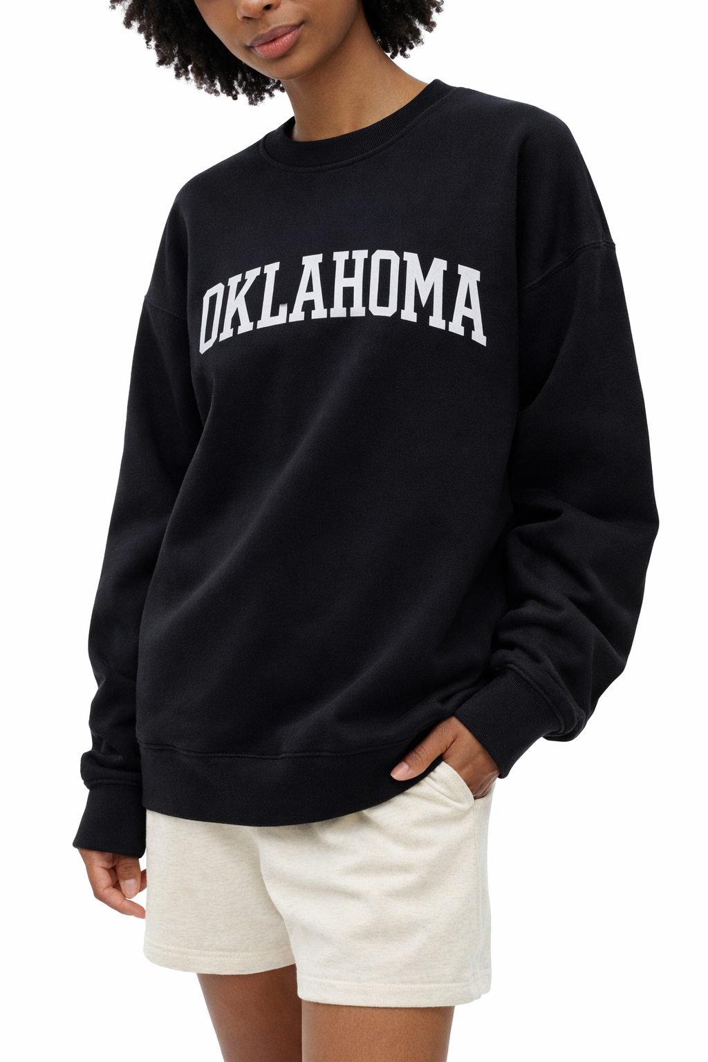 Oklahoma Crewneck Sweatshirt in Black / White — lifestyle 2