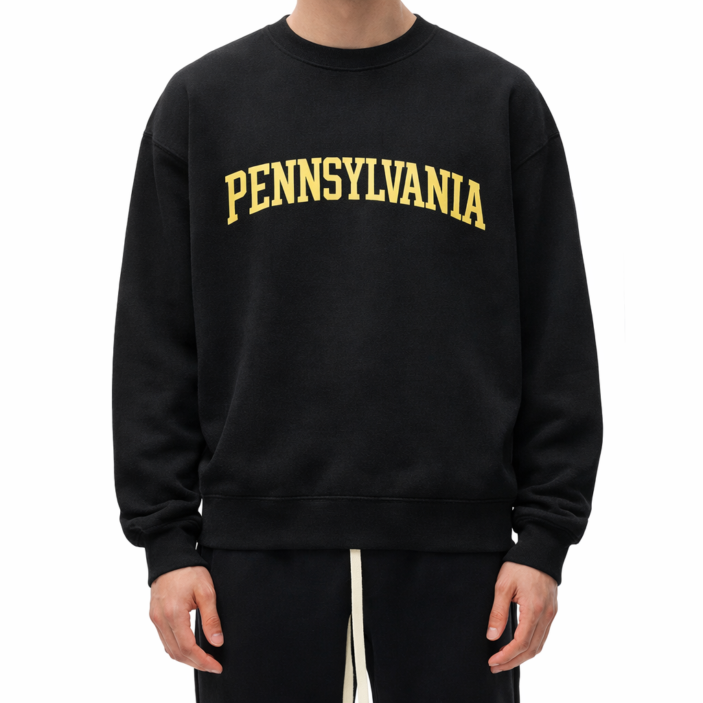 Pennsylvania Crewneck Sweatshirt in Black / Cream — lifestyle 1