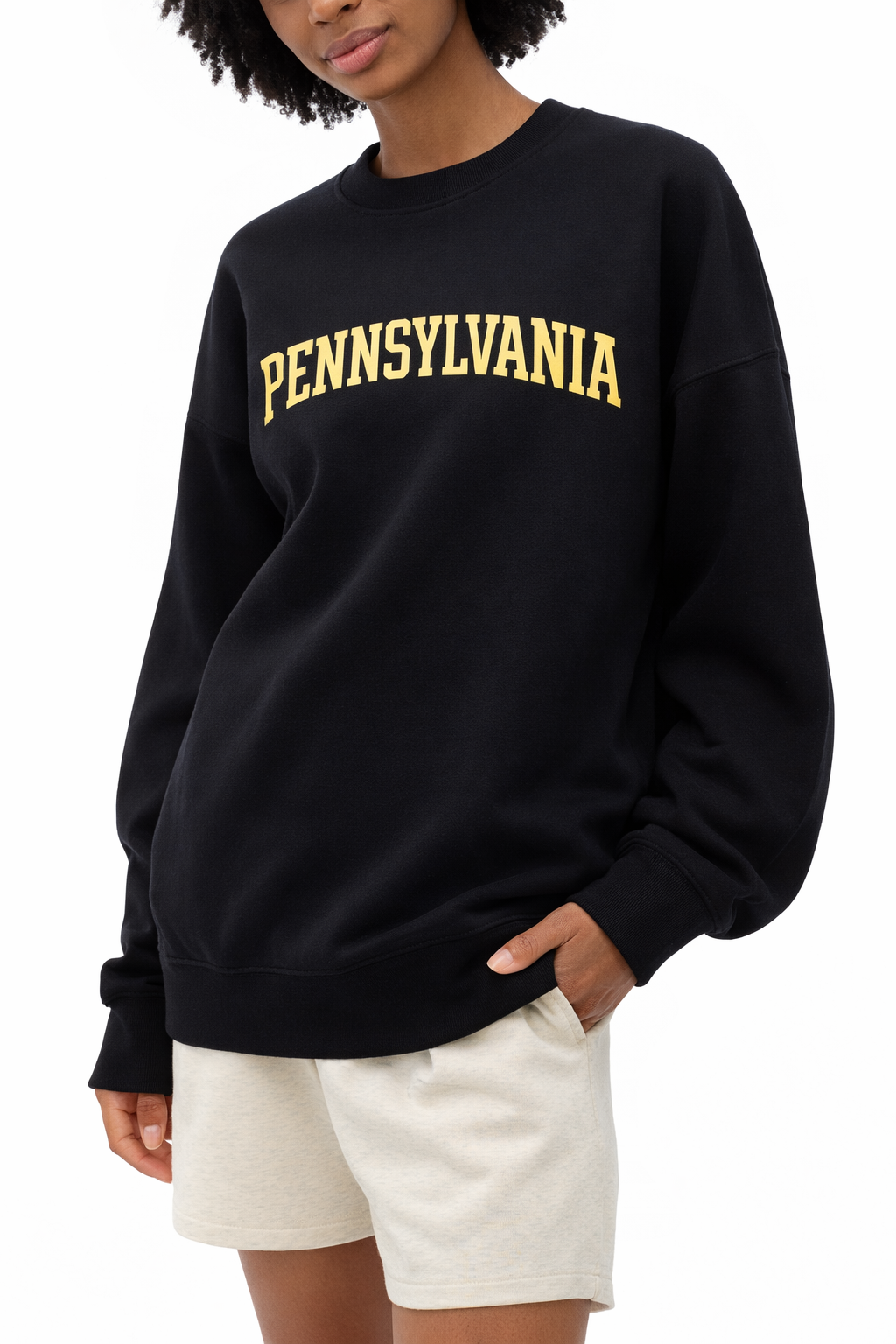 Pennsylvania Crewneck Sweatshirt in Black / Cream — lifestyle 2