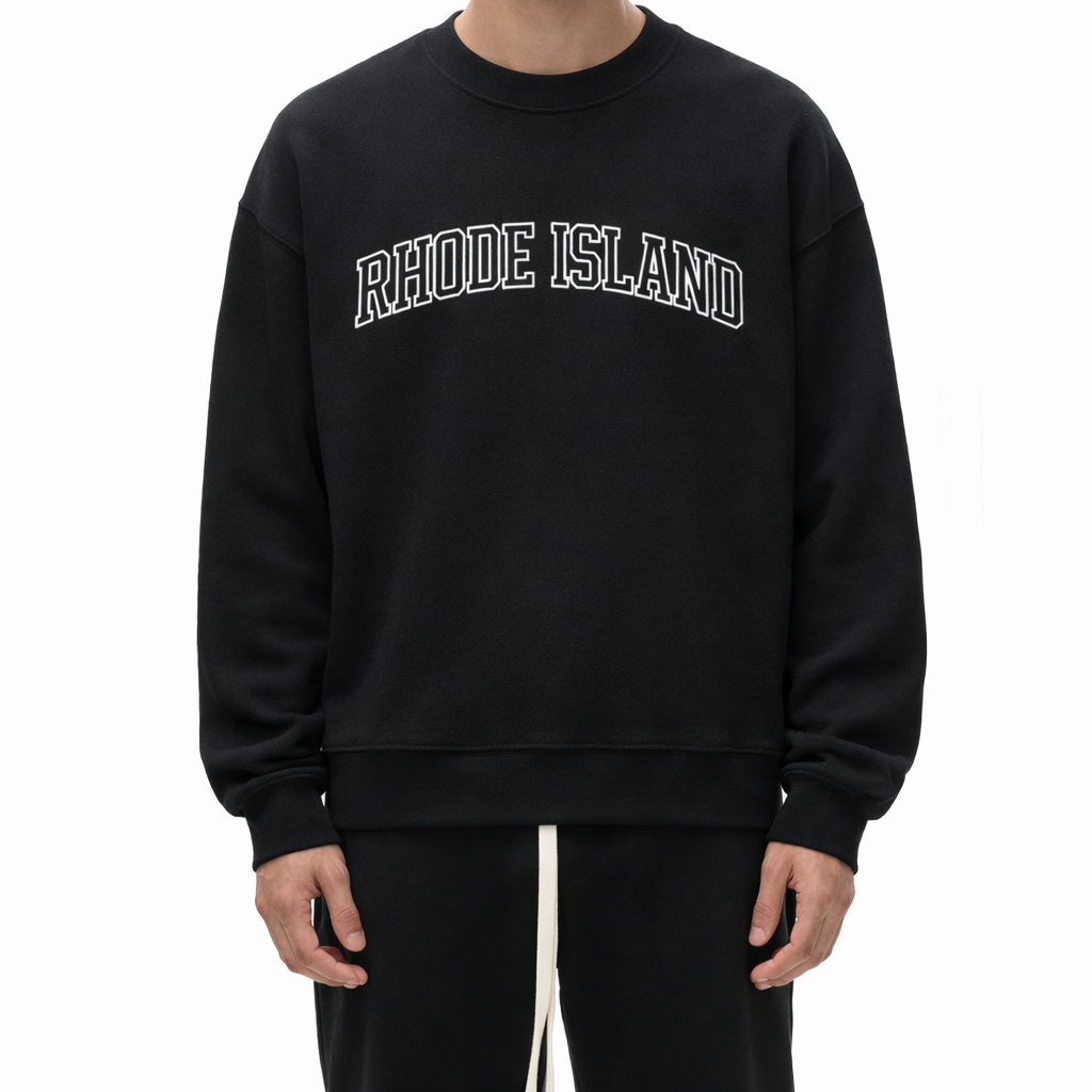 Rhode Island Crewneck Sweatshirt in Black / White — lifestyle 1
