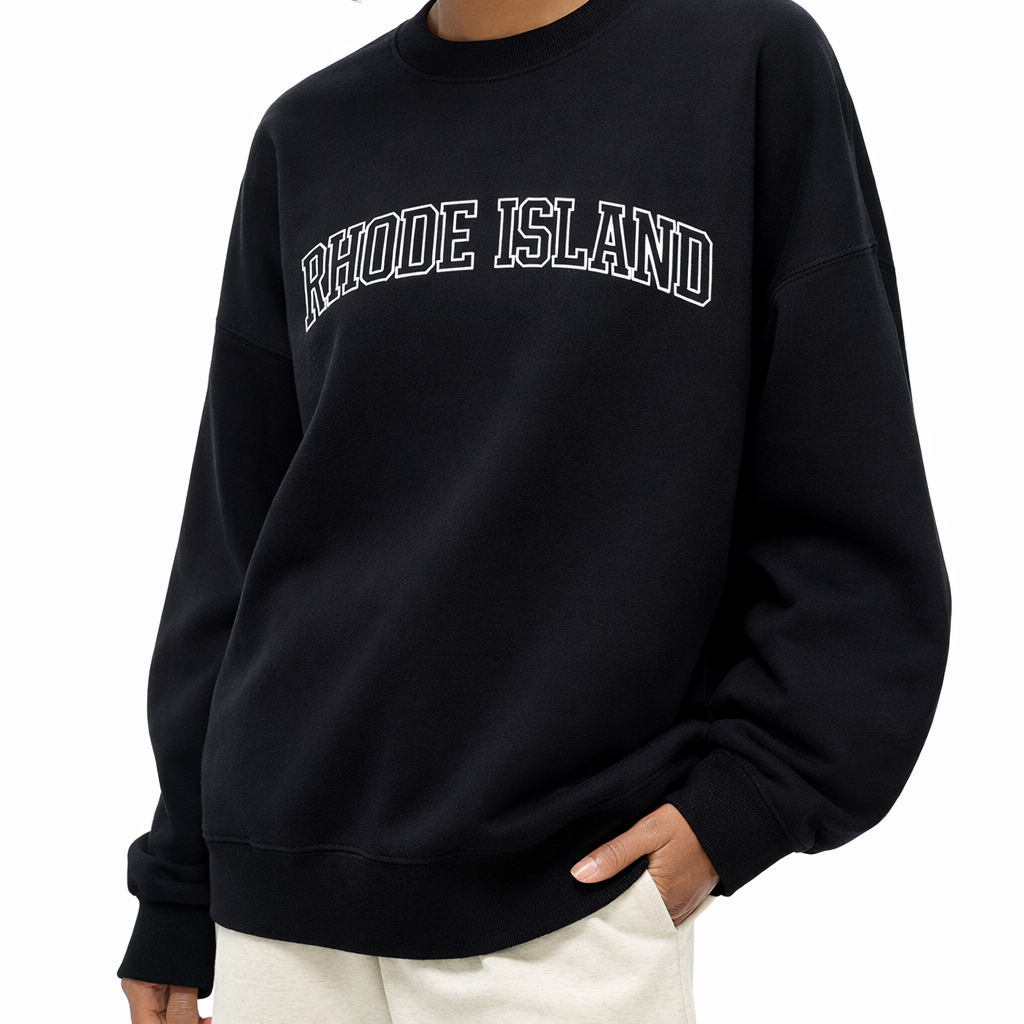 Rhode Island Crewneck Sweatshirt in Black / White — lifestyle 2