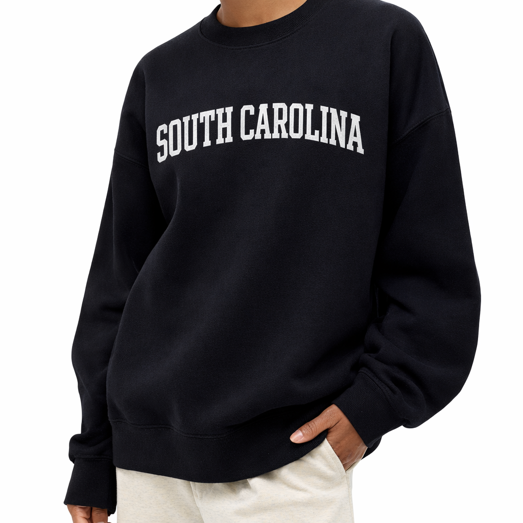 South Carolina Crewneck Sweatshirt in Black / White — lifestyle 2