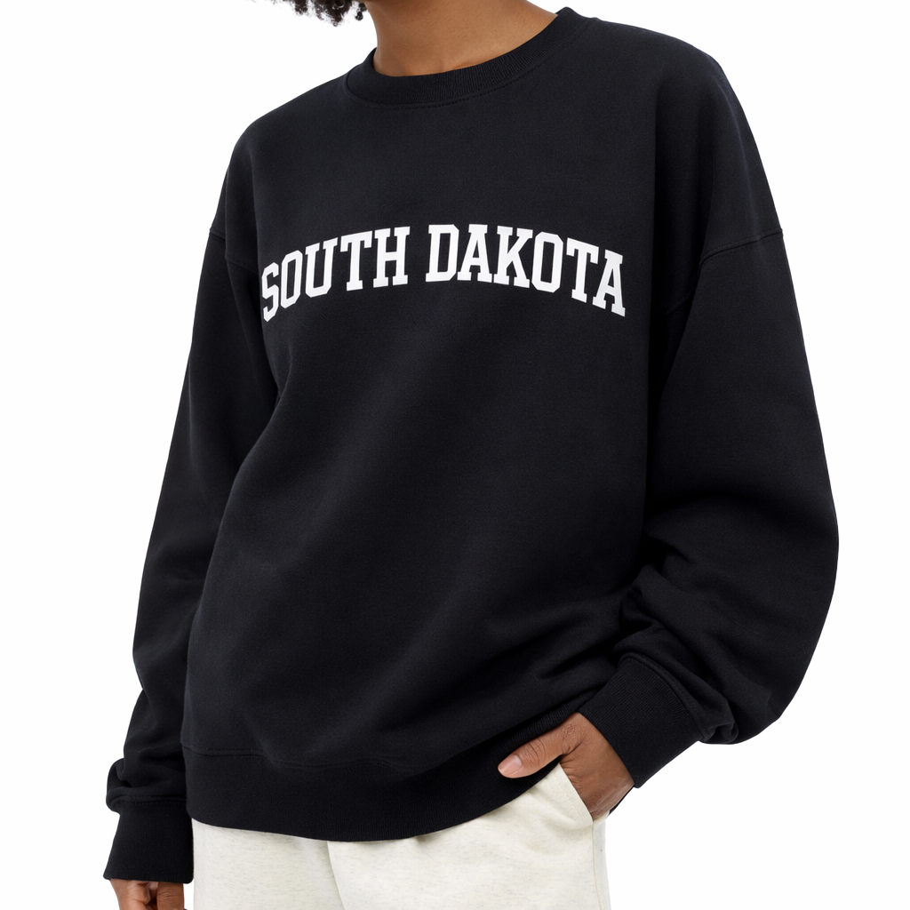 South Dakota Crewneck Sweatshirt in Black / White — lifestyle 2