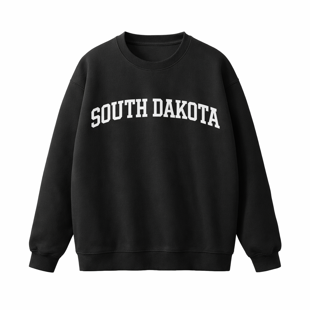 South Dakota Crewneck Sweatshirt in Black / White