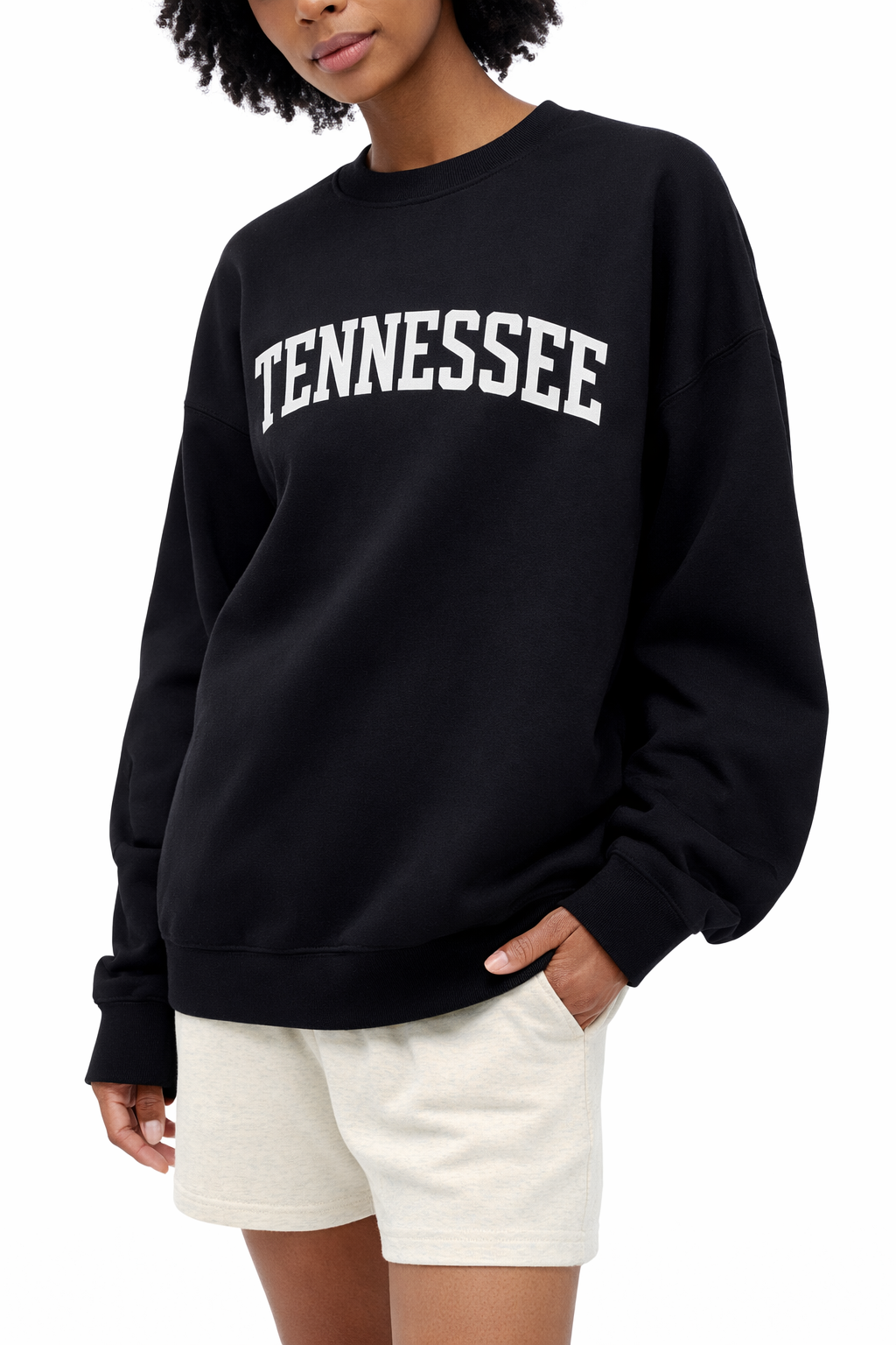 Tennessee Crewneck Sweatshirt in Black / White — lifestyle 2