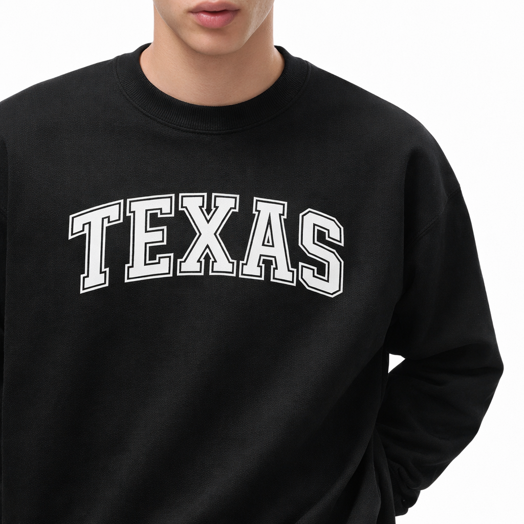 Texas Crewneck Sweatshirt in Black / White — lifestyle 1