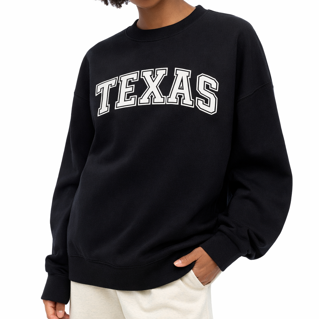 Texas Crewneck Sweatshirt in Black / White — lifestyle 2