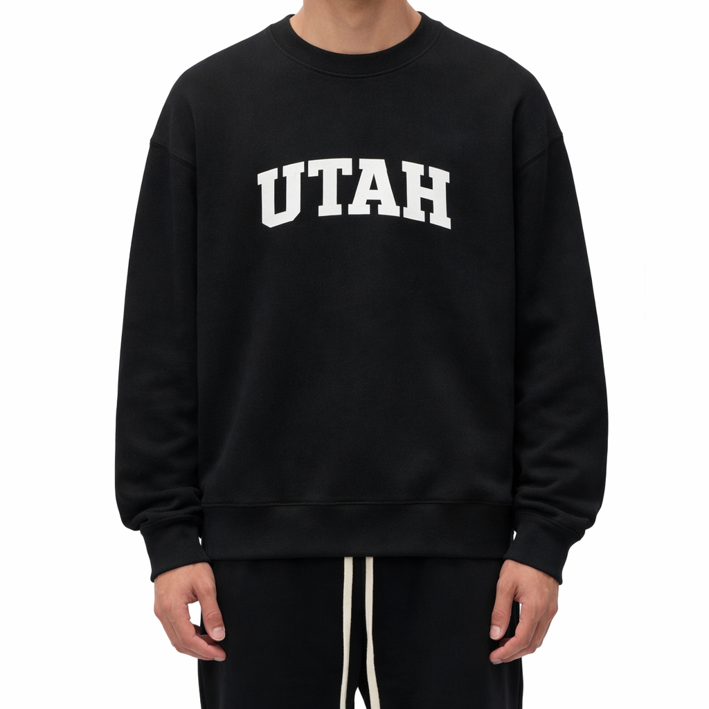 Utah Crewneck Sweatshirt in Black / White — lifestyle 1