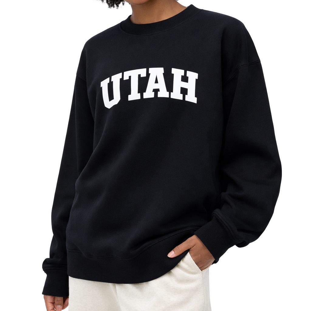 Utah Crewneck Sweatshirt in Black / White — lifestyle 2