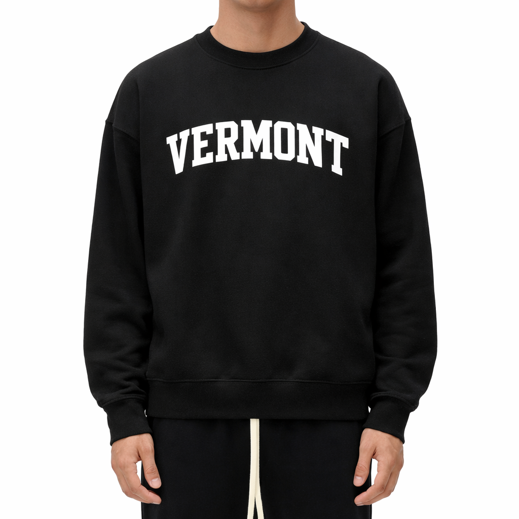 Vermont Crewneck Sweatshirt in Black / White — lifestyle 1