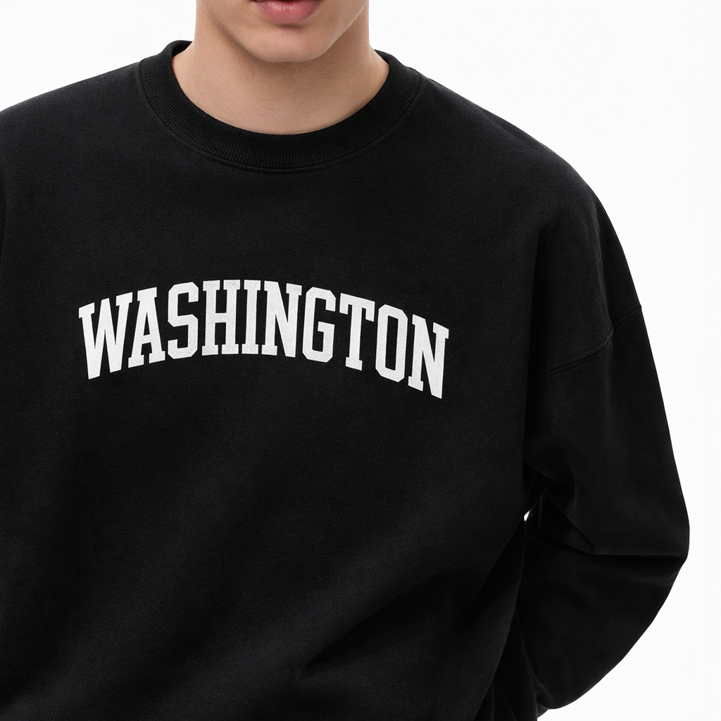Washington Crewneck Sweatshirt in Black / White — lifestyle 1