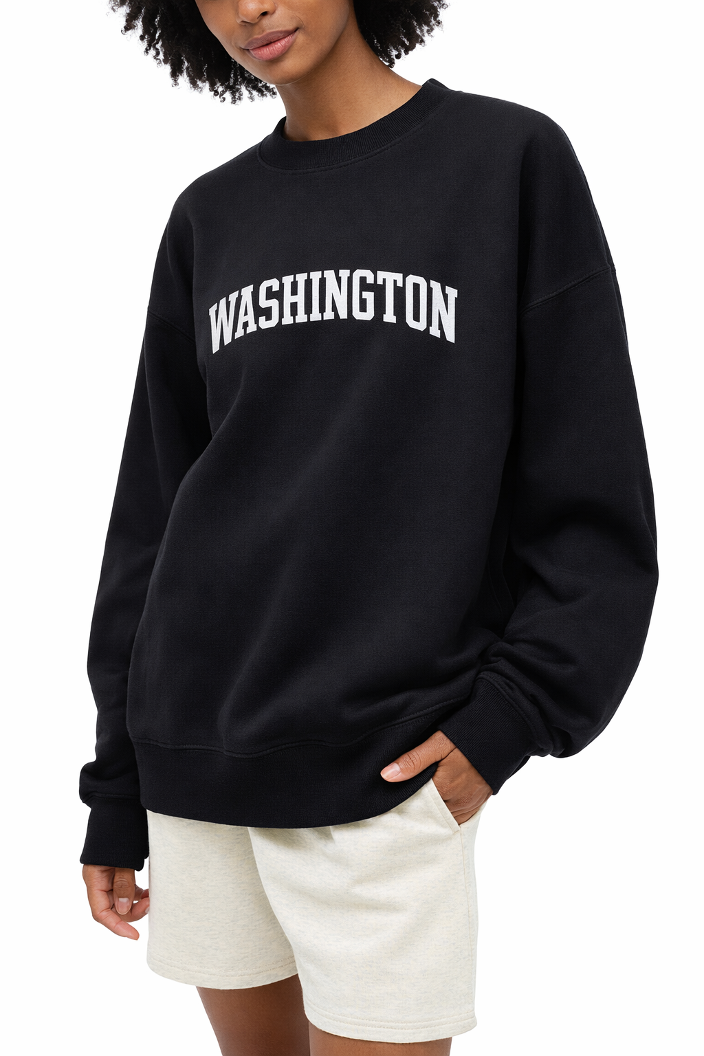Washington Crewneck Sweatshirt in Black / White — lifestyle 2
