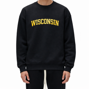 Wisconsin Crewneck Sweatshirt in Black / Cream — lifestyle 1