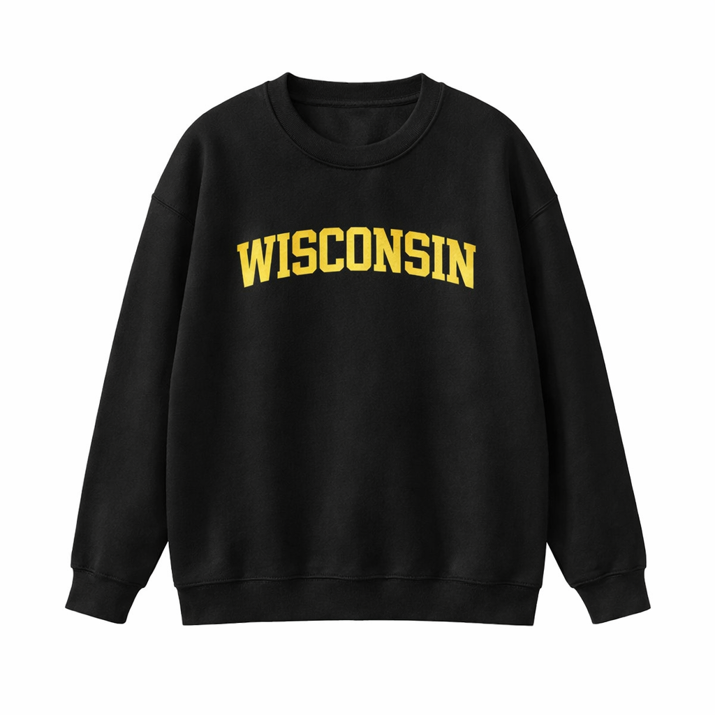 Wisconsin Crewneck Sweatshirt in Black / Cream