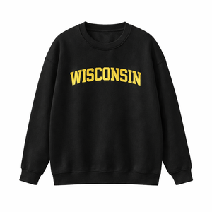 Wisconsin Crewneck Sweatshirt in Black / Cream