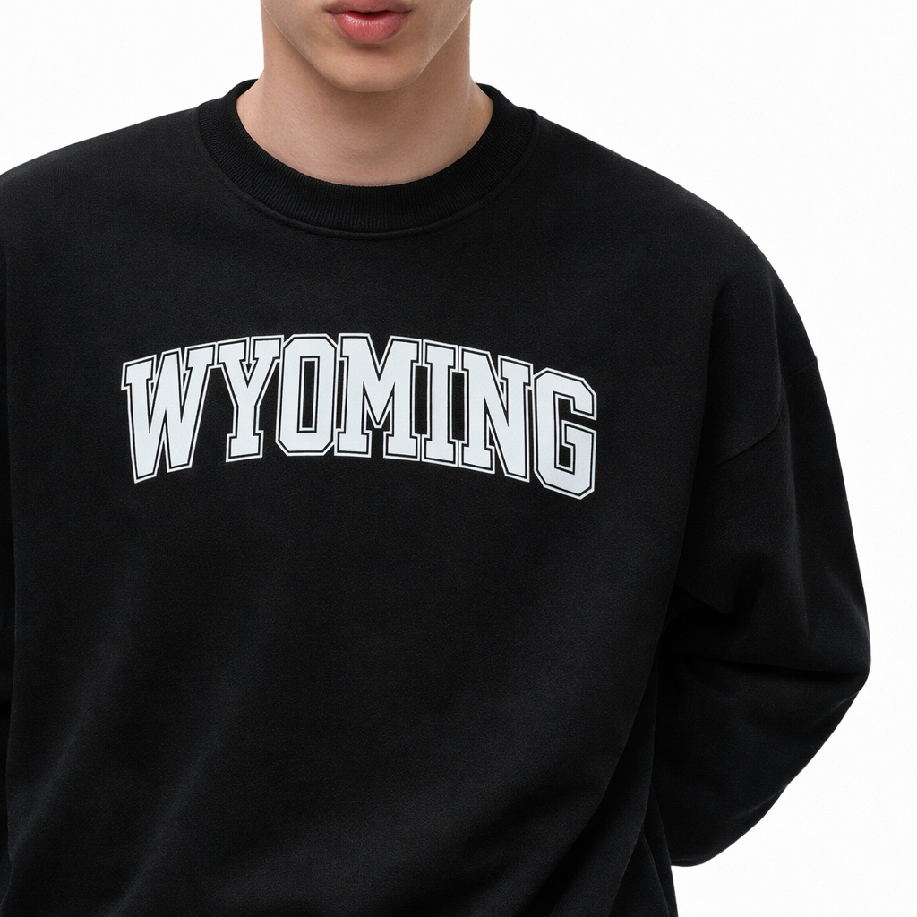Wyoming Crewneck Sweatshirt in Black / White — lifestyle 1