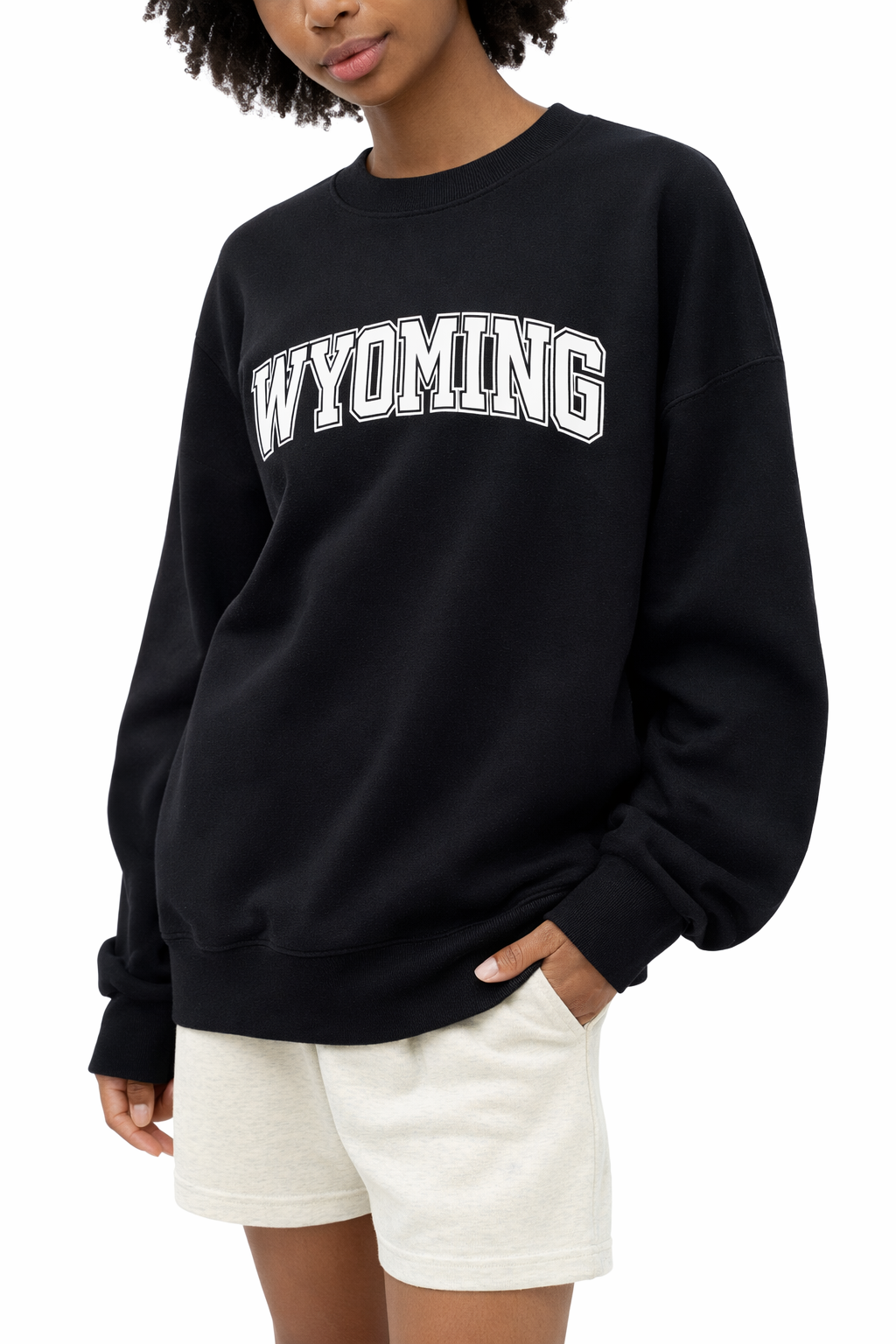 Wyoming Crewneck Sweatshirt in Black / White — lifestyle 2