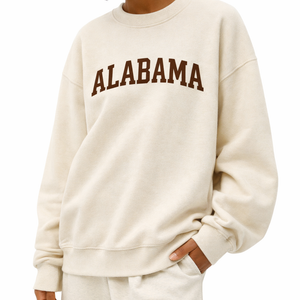 Alabama Crewneck Sweatshirt in Cream / Brown — lifestyle 2