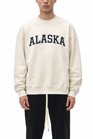 Alaska Crewneck Sweatshirt in Cream / Navy — lifestyle 1