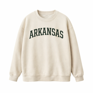 Arkansas Crewneck Sweatshirt in Cream / Forest Green