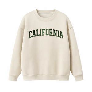 California Crewneck Sweatshirt in Cream / Forest Green
