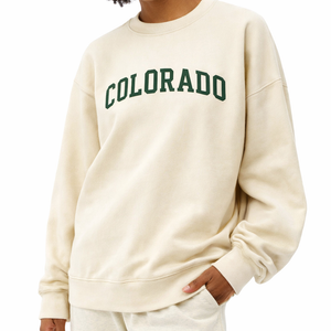 Colorado Crewneck Sweatshirt in Cream / Forest Green — lifestyle 2