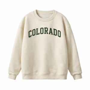 Colorado Crewneck Sweatshirt in Cream / Forest Green