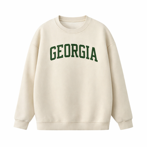 Georgia Crewneck Sweatshirt in Cream / Forest Green