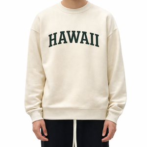 Hawaii Crewneck Sweatshirt in Cream / Forest Green — lifestyle 1