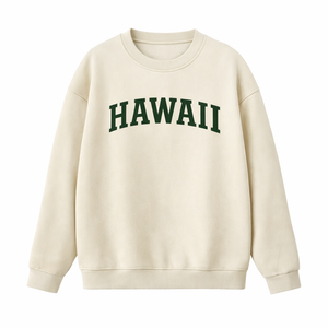 Hawaii Crewneck Sweatshirt in Cream / Forest Green
