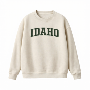 Idaho Crewneck Sweatshirt in Cream / Forest Green