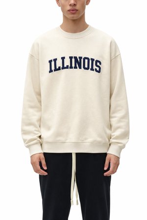 Illinois Crewneck Sweatshirt in Cream / Navy — lifestyle 1